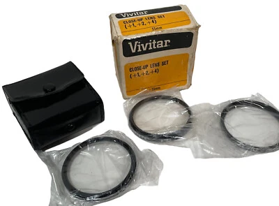 Vtg Vivitar 55mm Close Up Lens Filters Set With Case +1 + 2 +4  Made In Japan - Image 1 of 4