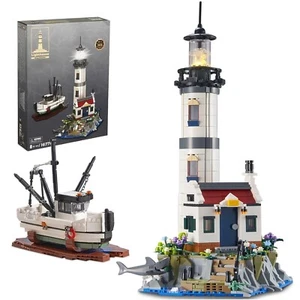 Fishermen Boat Island Light House Tower Building Blocks Set Block Model with LED - Picture 1 of 10