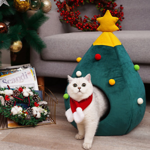 Christmas Tree Cat dog Bed Cat Winter Warm Cave Pet Bed Soft Nest Pet Bed