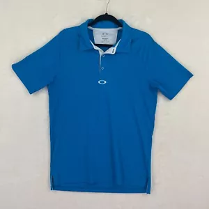 Oakley Hydrolix einfarbig blau kurzärmeliges Stretchshirt mit Kragen Herren Größe Medium - Bild 1 von 10