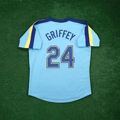 Ken Griffey Jr  1982 Seattle Mariners Men's Cooperstown Blue Throwback Jersey - Image 1 of 4