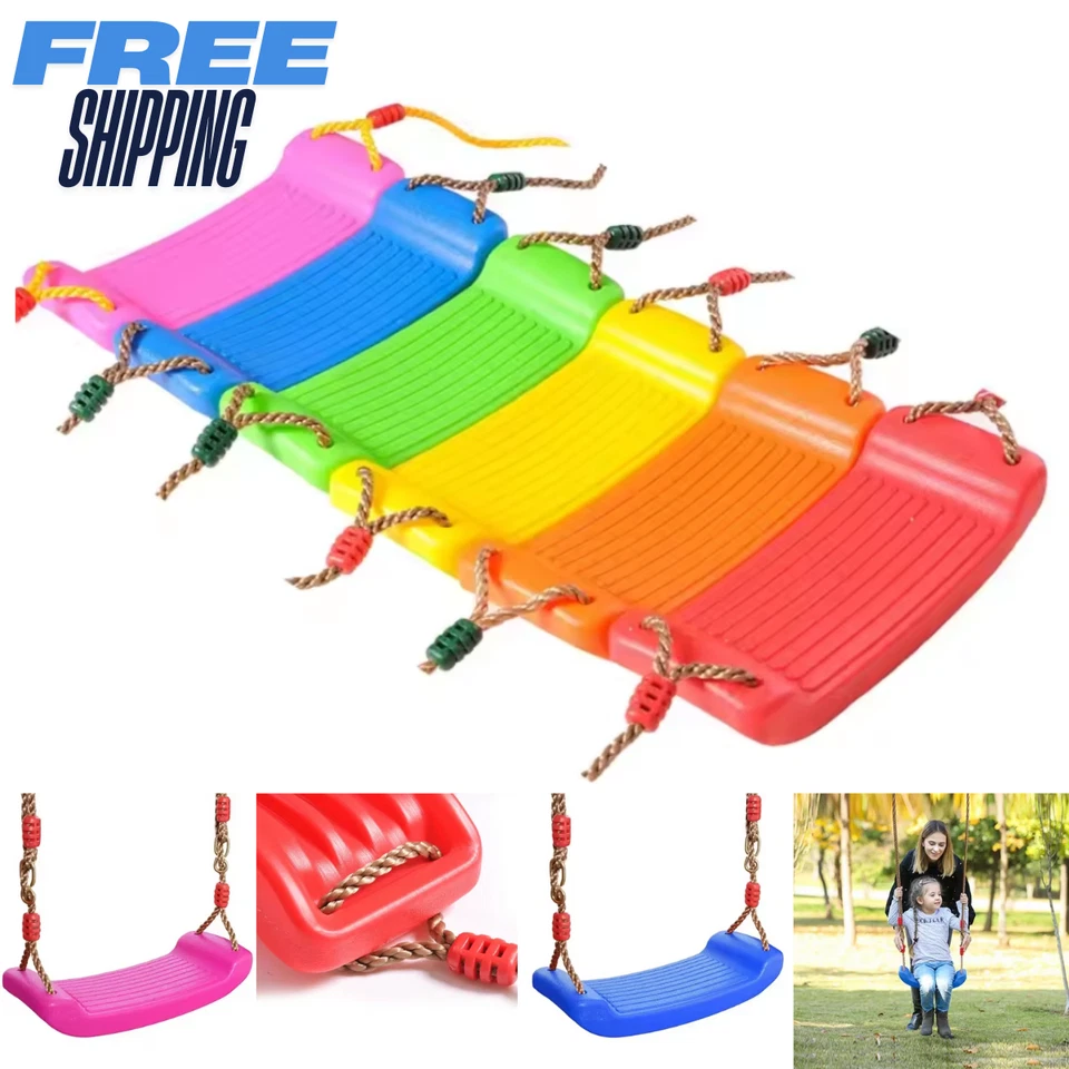Plastic Garden Swing Kids Hanging Seat Toys with Height Adjustable Ropes Outdoor - Image 1 of 1