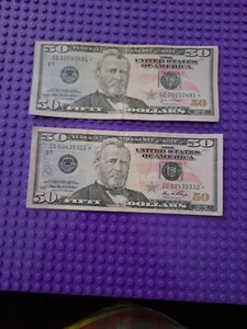 (2) Star Note Dollar Bills $50 FANCY serial number - Picture 1 of 4