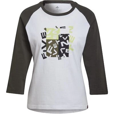 Adidas Five Ten 3/4 Sleeve GFX Jersey White Green Women's Small - Image 1 of 4