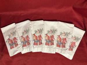 Set 6 tovaglioli vintage in tessuto di cotone bianco stampa BELSNICKLE 17,5x16,5 Natale - Foto 1 di 9