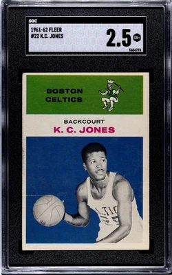 1961-62 Fleer - K.C. Jones #22 (RC) SGC 2.5 GD - Image 1 of 2