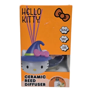 Hello Kitty Ceramic Reed Diffuser Halloween Witch Hat Vanilla Scent 5 Sticks NEW - Picture 1 of 3