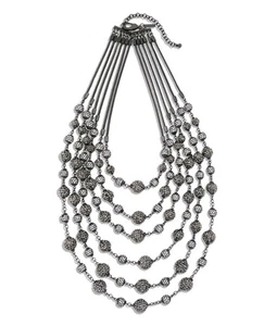 Chico’s The Collectibles Misty Night Multistrand Hematite Rhinestones Necklace - Picture 1 of 2