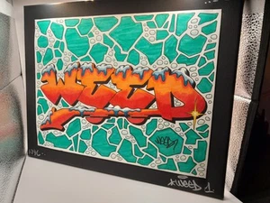 Original NYC Graffiti Art Canvas –"WEED 1" WildStyle 11x14in Black Background - Picture 1 of 3