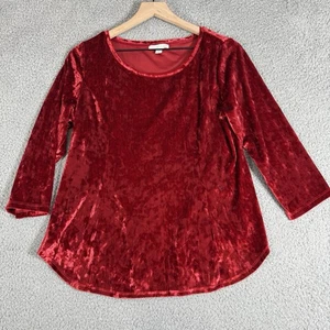 Westport Women's Velour Top Blouse Size M Red Crushed Velvet Christmas Holiday - Bild 1 von 8