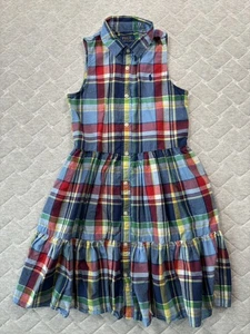 Polo Ralph Lauren Dress Girls 6X Multicolor Plaid Sleeveless Button Down Classic - Picture 1 of 7
