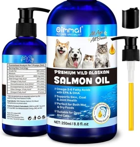 Salmon Oil for Dogs & Cats - Omega 3 6 EPA DHA - Skin, Coat & Joint Health - Picture 1 of 8