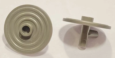 LEGO 2X 3876 Dark Gray Minifigure Shield Circular Round Ridged Face With Stud - Image 1 of 4