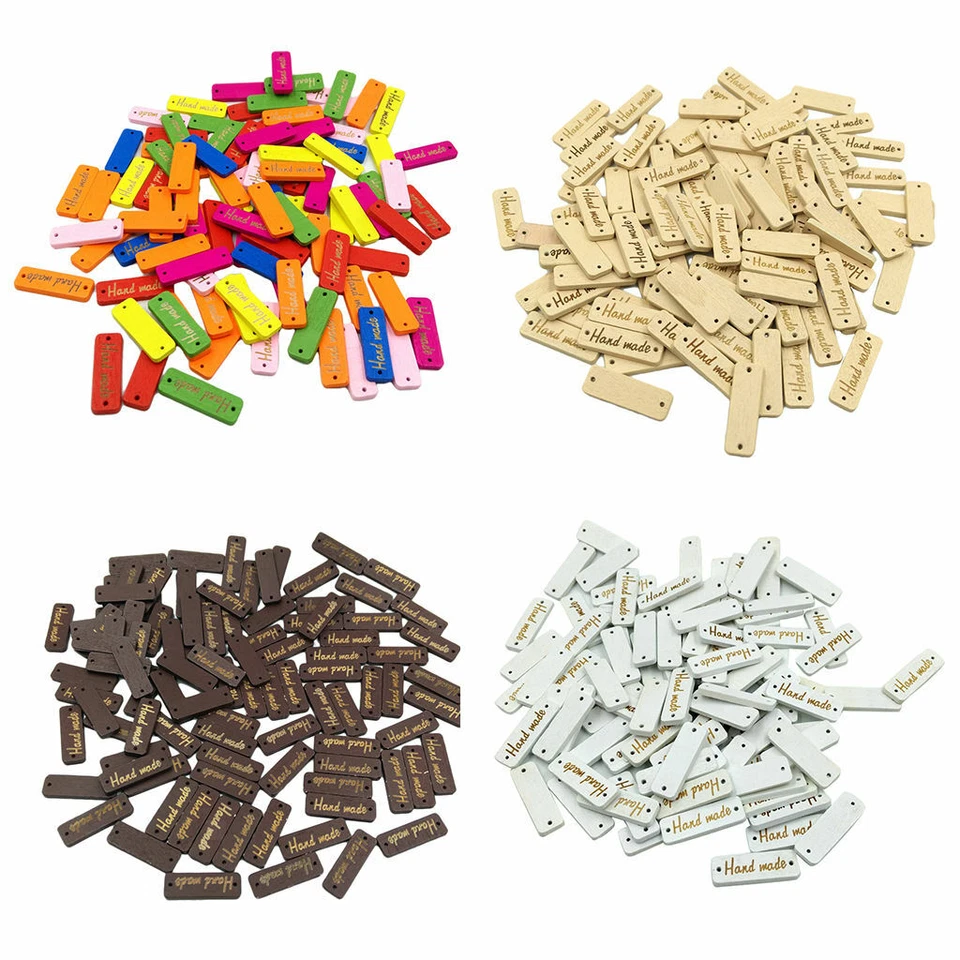 50 Stück Handarbeit Etikett - Löcher Knöpfe Etiketten zum Nähen von Kleidung - Bild 1 von 1