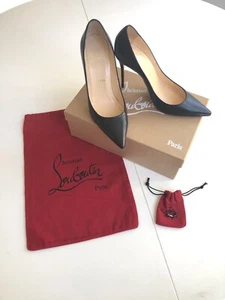 Christian Laboutin Décollete Black Leather Pumps 4” Heels Size 8 Shoes - Picture 1 of 12