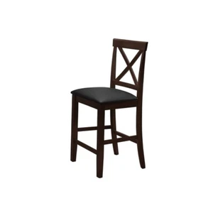 Dining Room Counter Chair Set of 6 w/ Padded Seat, X-Back Wooden Chair, Espresso - Picture 1 of 1
