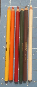6 Prang Colored Pencils Thick Core Yellow, Orange, Red, Brown, Dark Green& White - Picture 1 of 3