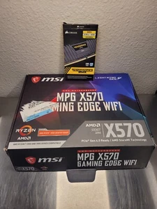 MSI AMD AM4 MOTHERBOARD X570 GAMING EDGE WIFI PCIe GEN4 W 32GB CORSAIR RAM KIT - Picture 1 of 7