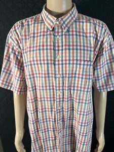 Cutter & Buck sz 3X Plaid Button Down Cotton Colorful Men's Short Sleeve Shirt - Picture 1 of 8
