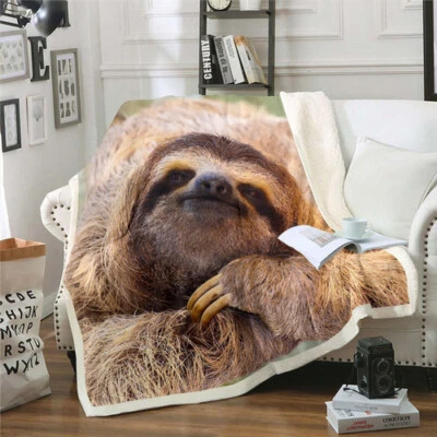 Animal Sloth 3D Beds Hiking Picnic Thick Quilt Bedspread Fleece Throw Blanket - Image 1 of 3