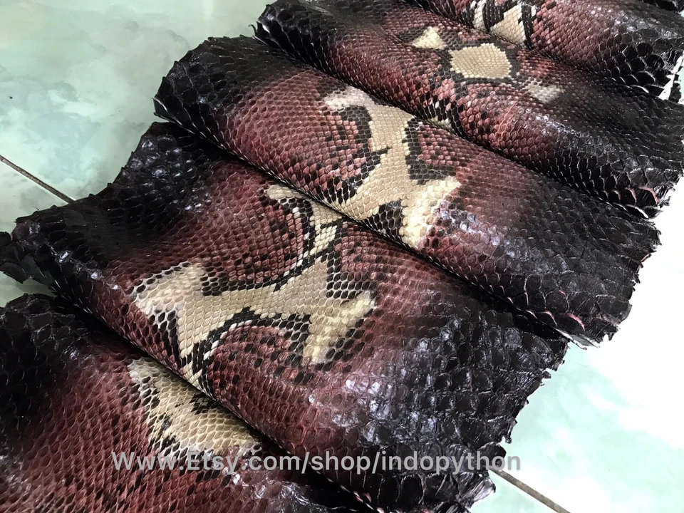 Genuine Python Leather, Exotic Snake Skin, Brown SnakeSkin, Multicolor Leather - Image 1 of 4