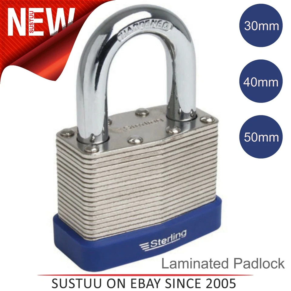 Sterling Laminated Steel Security Padlock│Hardened Shackle│30mm / 40mm / 50mm - Image 1 of 1