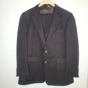 Traje de Ocio Vintage JC Penney Para Hombres Poliéster Marrón 3 Piezas Traje Años 70 80 - Imagen 1 de 14