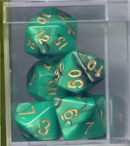 NEW Style ! CUBE RPG Dice Set of 7 - Twisted Black-Green - Picture 1 of 2