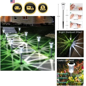 Solar Outdoor Pathway Lights Pack 10 Waterproof Stainless Steel Pathway Garde... - Picture 1 of 8