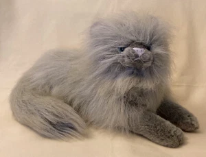 Vintage 1991 Plush Creations Realistic Stuffed Gray Persian Cat Blue Eyes 14” - Picture 1 of 14
