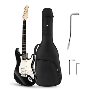🎸Donner Q1 Electric Guitar Solid Body HSS Pickup Tremolo With Gig Bag Black♬ - Picture 1 of 9