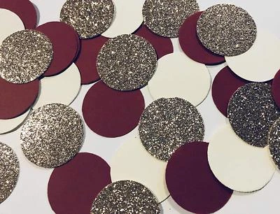  Confeti 1" Círculos de Papel Dorado Borgoña Vino Marfil Boda Cumpleaños Fiesta Decoración Foto 1 de 3