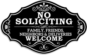 Funny No Soliciting Sign Family Friends and Neighbors Welcome Front Door Sign - Picture 1 of 6