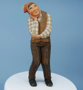Hombre de madera tallada suizo Huggler Wyss con dolor de muelas 5 1/4 pulgadas - Imagen 1 de 7
