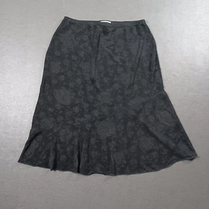 Vintage Skirt Womens Medium Textured Floral Trumpet Black Whimsigoth USA - Picture 1 of 8