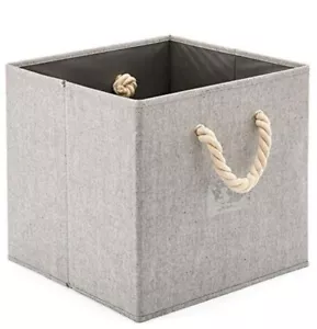 EZOWare™ ~ 12" ~ Foldable ~ Storage Cube/Bin ~ Rope Handles ~ GRAY Herringbone - Picture 1 of 11