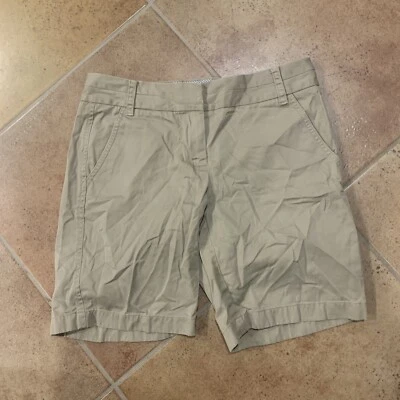Pantalones Cortos J Crew Mujer Talla 2 Clásicos Sarga Chino Beige Tostado Caqui Foto 1 de 4