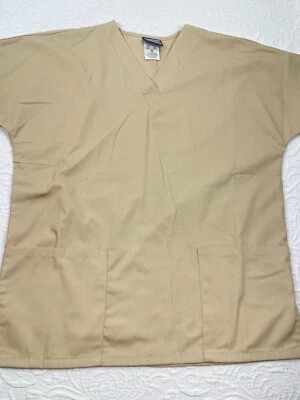 CHEROKEE - NWT Beige V-Neck Cotton Blend Short Sleeve Scrub Top - XS - Image 1 of 4