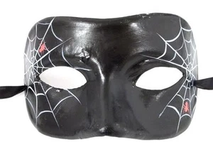 Maschera ragnatela nera cartapesta martedì grasso maschera Halloween - Foto 1 di 3