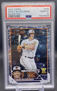 78016564 ADLEY RUTSCHMAN 2023 Topps Series 1 250 Silver Foil RC Cup PSA 10 - Picture 1 of 2
