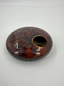 Vintage Japanischer Stil Ikebana Steinzeug Braun Glasur Oval Schale Vase - Bild 1 von 3