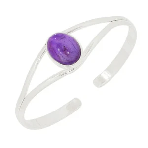 Natural Amethyst - Africa 925 Sterling Silver Bangle Jewelry BA2287 - Picture 1 of 1