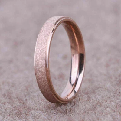 Rose Gold Titanium Steel Wedding Band Ring Frosted Men/Women's Size 5-12 - Image 1 of 4