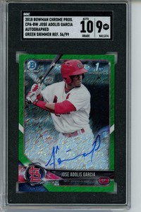 2018 Bowman Chrome Jose Adolis Garcia RC Green Shimmer Auto  #/99 SGC 9/10 Auto