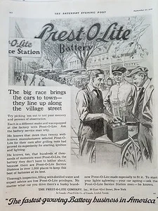 1919 Vintage Prest-O-Lite Battery Big Race Cars to Town Original Ad - Picture 1 of 1