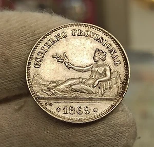 España Spain Gobierno Provisional I República - 1 Peseta 1869 SNM Km 652 Plata - Imagen 1 de 3