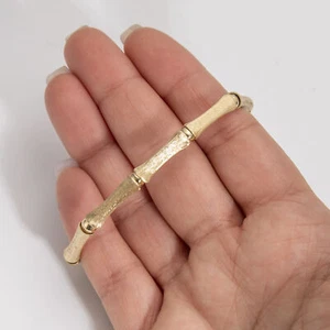 10K Semi-Solid Gold Bamboo Bracelet Satin Yellow Gold 7.5" - Picture 1 of 7