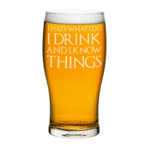 That's What I Do I Drink And I Know Things Tulip Pint Glass Craft Beer Cider - Picture 1 of 1