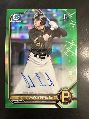 2022 Bowman Jack Suwinski 1st Bowman Chrome Green Auto /99 Pirates See Pics - Image 1 of 3