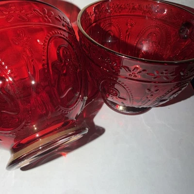 Tazas de café vintage de PAN DE JENGIBRE con adornos dorados de vidrio rojo rubí transparente nuevas-2 Foto 1 de 4
